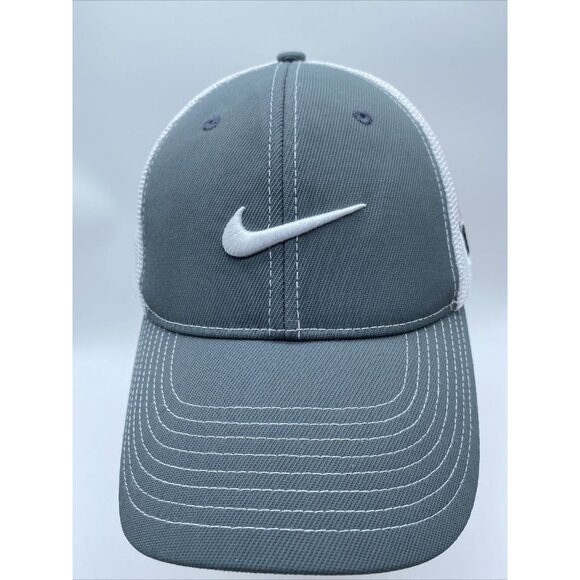 Nike Golf VR 20XI Mesh Baseball Cap Hat Mesh Logo Flexfit White Grey Size M/L - Picture 2 of 15